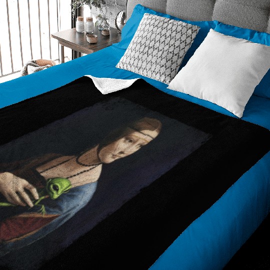 Classical Woman with Alien Companion Print Baby Blankets