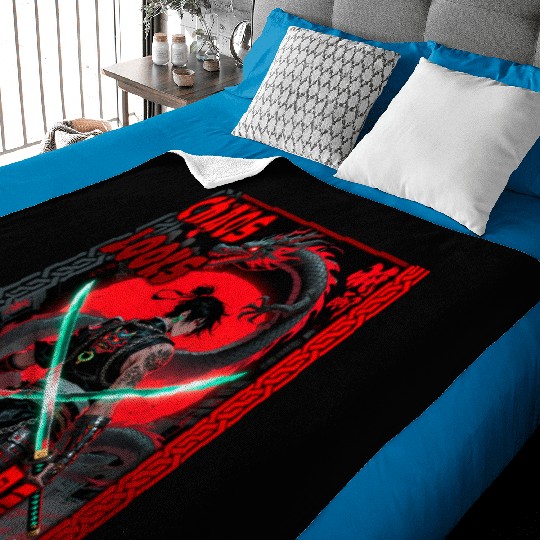 Cyberpunk Samurai with Dragon Baby Blankets