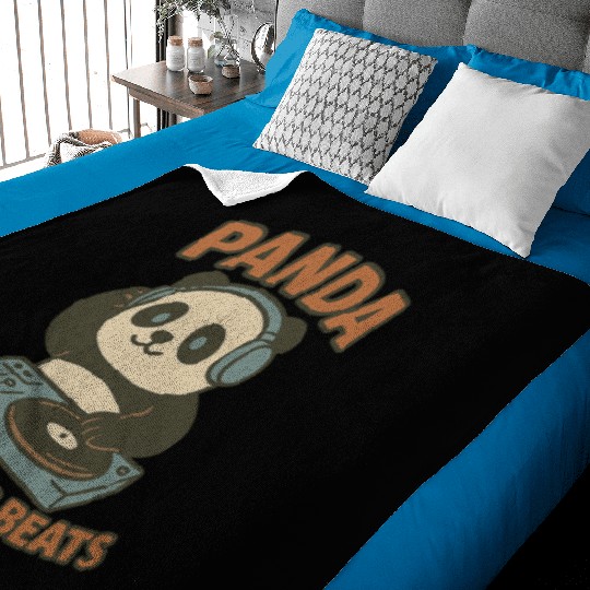 Panda DJ Bamboo Beats Illustration Baby Blankets