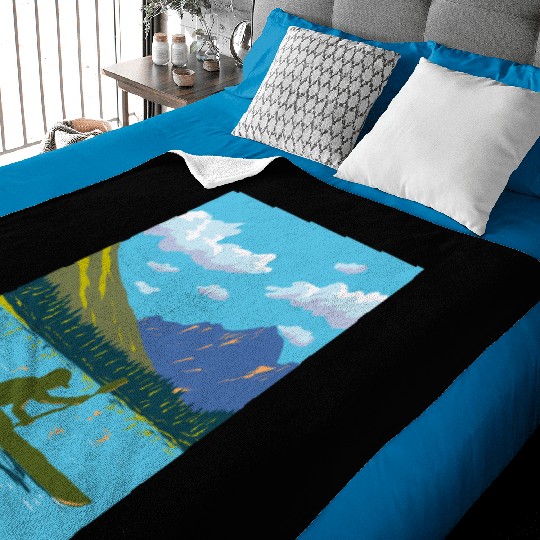 Kayak in Lake Josephine Glacier National Park WPA Baby Blankets