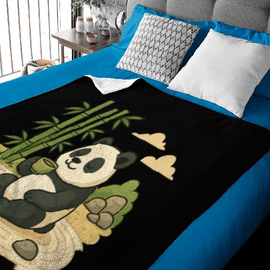 Serene Panda in Bamboo Garden Baby Blankets