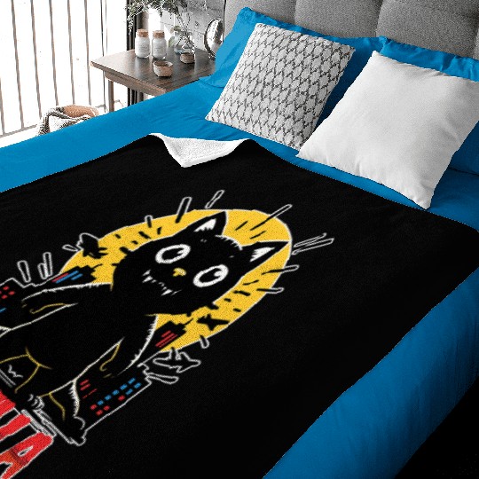 Nighttime City Monster Catzilla Design Baby Blankets