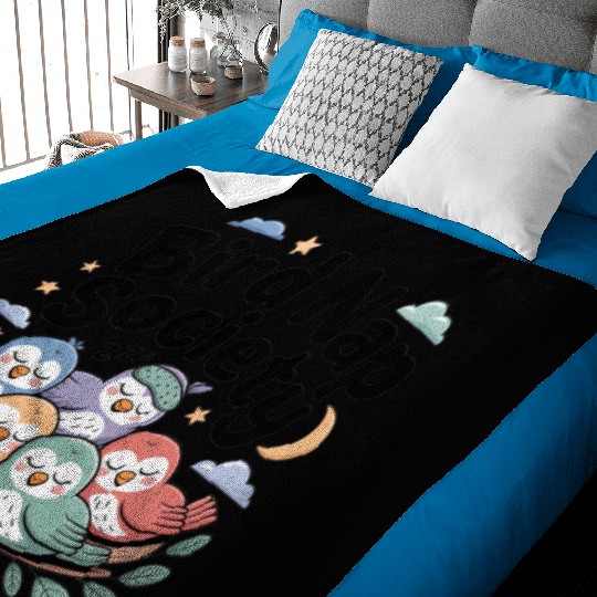 Bird Nap Society | Cute Lazy Sleeping Birds Baby Blankets