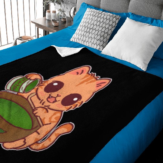 Kawaii Cat Barista Making Matcha Tea Baby Blankets