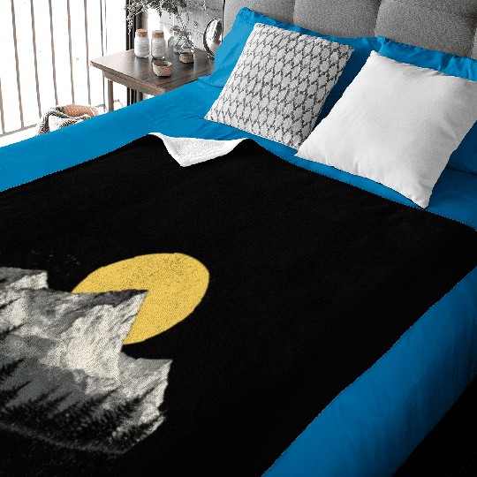 Mountain Silhouette with Full Moon Baby Blankets