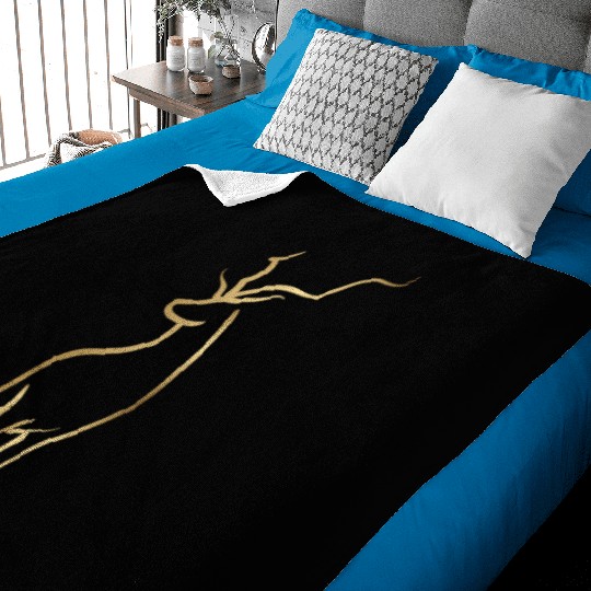 Gold Drawline Deer Side Baby Blankets