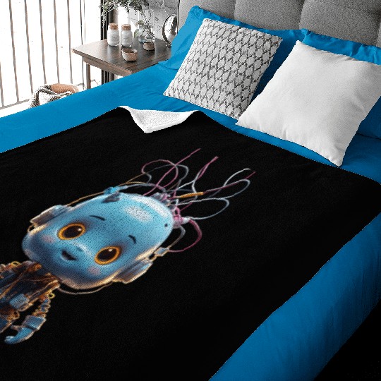 Futuristic Robot Boy Baby Blankets Design