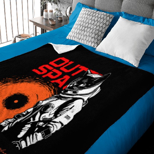 Space Cat Astronaut Adventure Baby Blankets