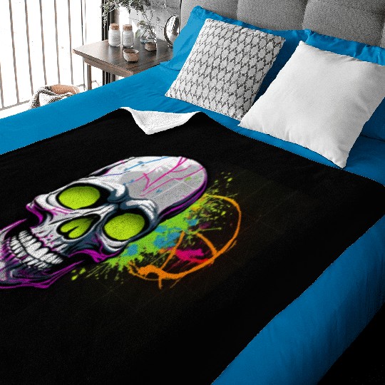 Neon Graffiti Skull Artwork Baby Blankets