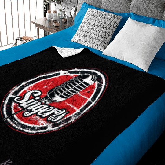 Vintage Microphone Singers Emblem Baby Blankets