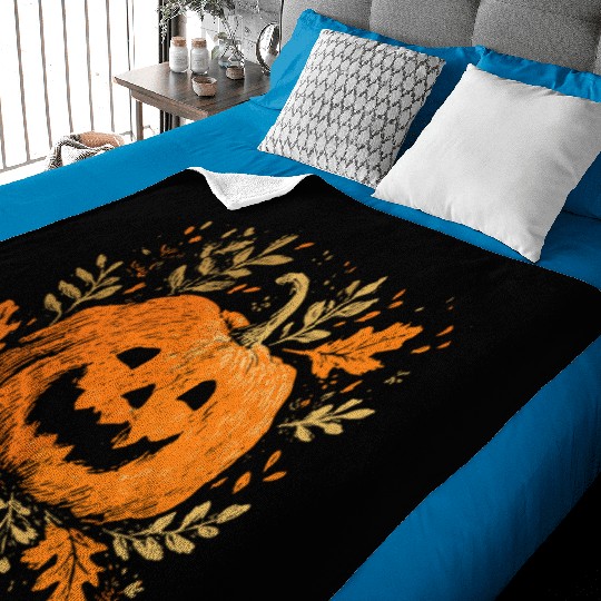 Fall Jack-o'-lantern Spooky Pumpkin Halloween  Baby Blankets