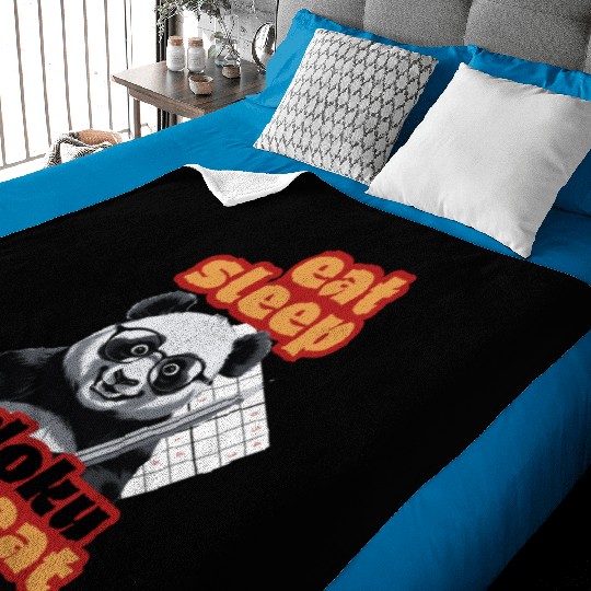 Eat Sleep Sudoku Repeat – Cute Puzzle Solver Panda Baby Blankets