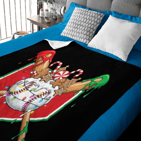 Basebal Christmas Drip For Boys Melting Ice Cream Baby Blankets