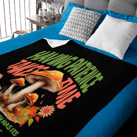 Autumn Mushrooms Growth Message Baby Blankets