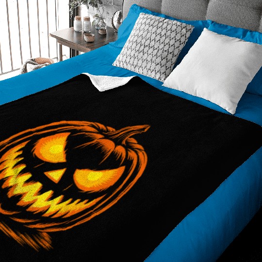 Scary Spooky Jack O Lantern Face Pumpkin Halloween Baby Blankets