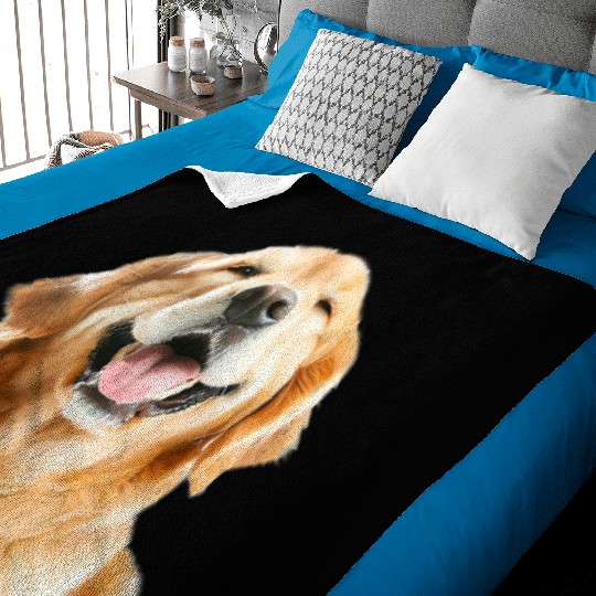 Joyful Golden Retriever Illustration Baby Blankets