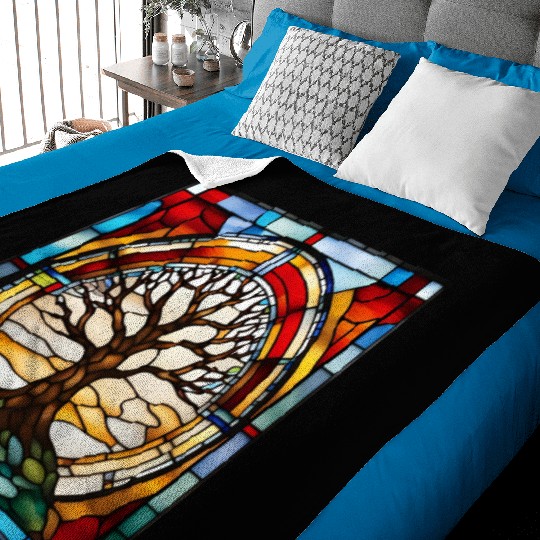 Stained Glass Tree of Life Artwork Baby Blankets