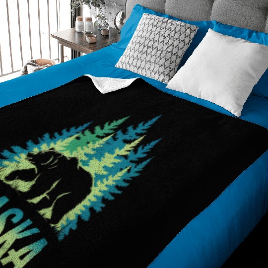 Alaska Wilderness Bear Scene Baby Blankets