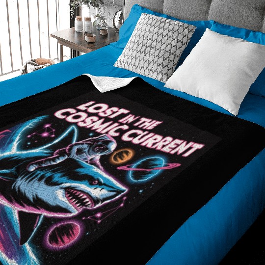 Cosmic Adventurer Shark Print Baby Blankets