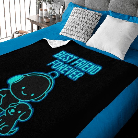 Best Friend Forever Neon Illustration Baby Blankets