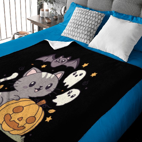 Halloween Kawaii Cat Bat Pumpkin Baby Blankets