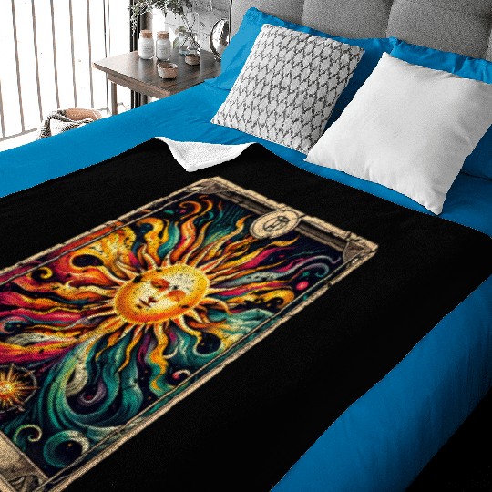 Distressed Grunge Worn Style The Sun Tarot Card Baby Blankets