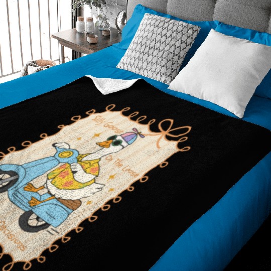 Silly Goose Riding Scooter Design Baby Blankets