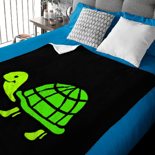 Turtle with long neck smiles happily and cheerful Baby Blankets