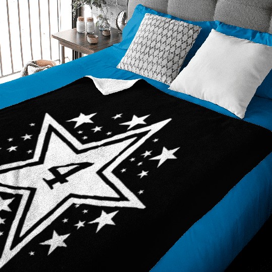 Birthday Stars and Number 4 Baby Blankets