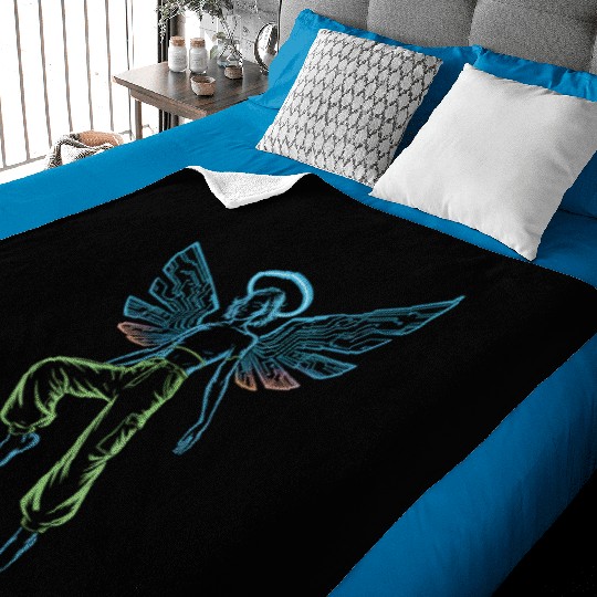 Circuit Angel Digital Wings Tech Halo Streetwear Baby Blankets