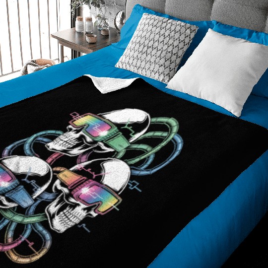 VR Skeleton Head Circuit Vision Streetwear Baby Blankets