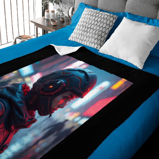 Futuristic Cyberpunk Nightscape Baby Blankets