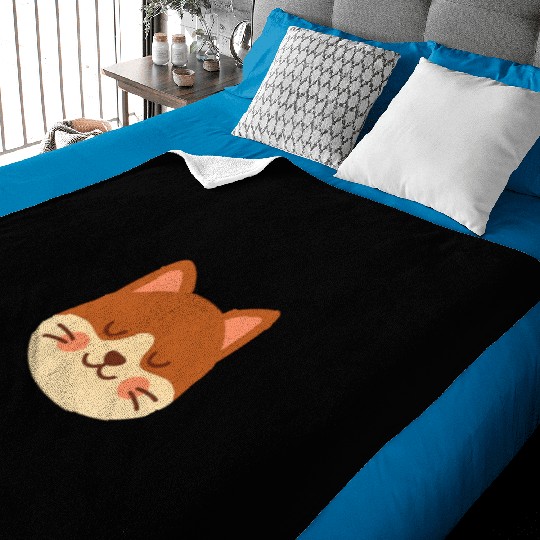 Minimal Cat Face – Cute Kitty Baby Blankets