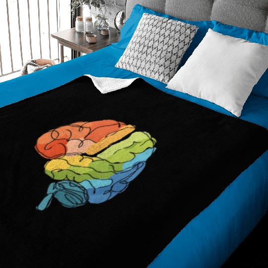 Embrace Neurodiversity - Line Art Rainbow Brain Baby Blankets