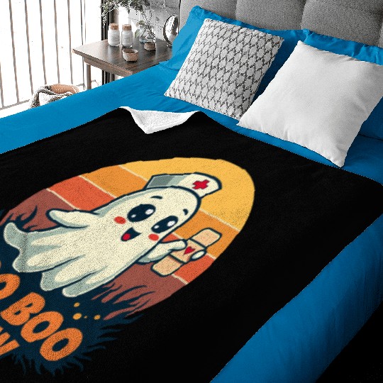 Halloween Boo Boo Crew Cute Ghost Nurse Doctor Baby Blankets