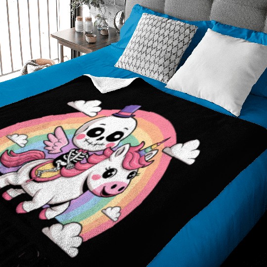 stay weird skeleton unicorn Baby Blankets