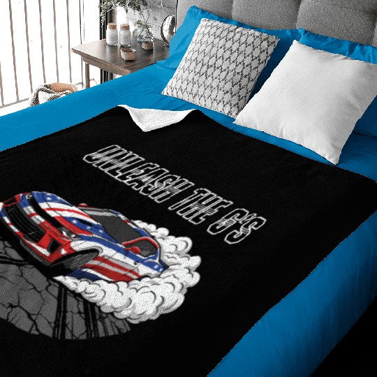 Patriotic American Muscle Car Baby Blankets