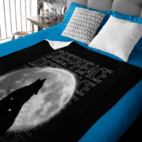 Wolf Howling at Full Moon Design Baby Blankets