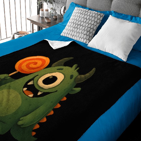 Whimsical Monster with Lollipop Baby Blankets