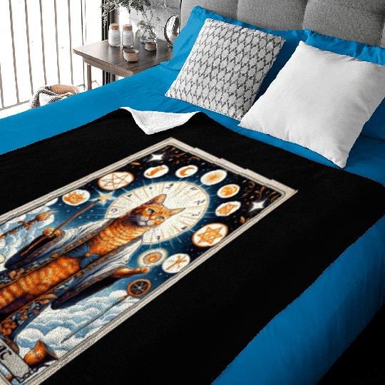 Orange The Ginger Cat Tarot Card Cat Baby Blankets
