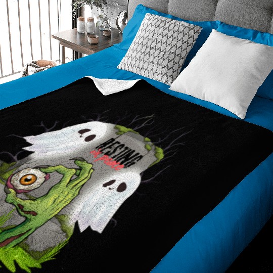 Spooky Graveyard with Ghosts and Eye Baby Blankets