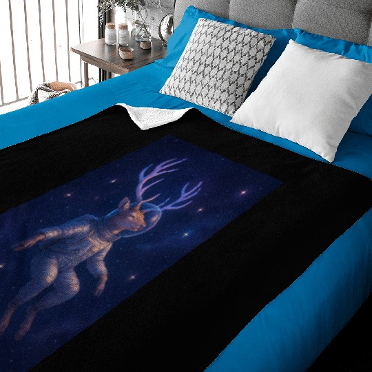 Celestial Deer Astronaut Illustration Baby Blankets