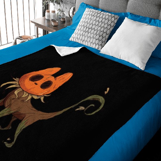 Whimsical Jack-o'-Lantern Cat Hybrid Baby Blankets