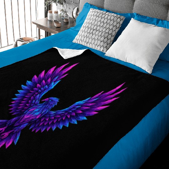 Vivid Blue-Purple Mythical Phoenix Baby Blankets