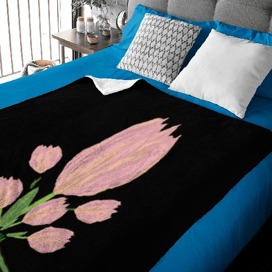Elegant Pink Tulips  Illustration Baby Blankets