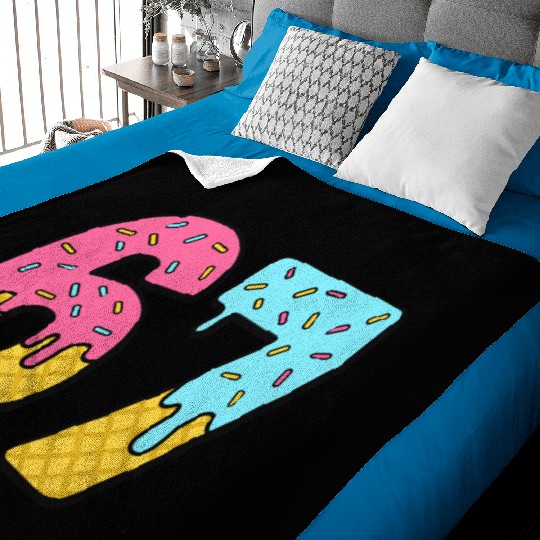 Six Seven Meme Ice Cream Drip Waffle Cone Funny 67 Baby Blankets