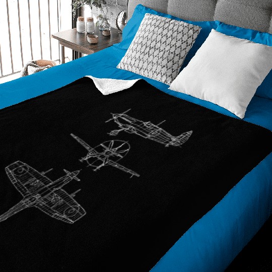 Spitfire airplane blueprint Baby Blankets