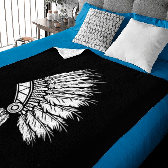 NATIVE AMERICAN HEAD PIECE Baby Blankets