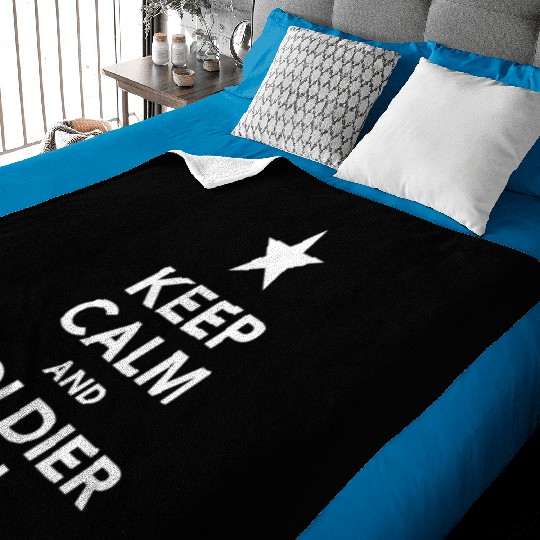 keep calm and soldier on - us star Baby Blankets