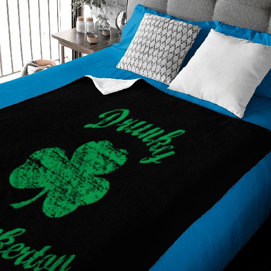 Distressed Drunky McDrunkerton Shamrock Baby Blankets